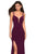 La Femme - 27072 Plunging Strappy Back High Slit Gown  In Red