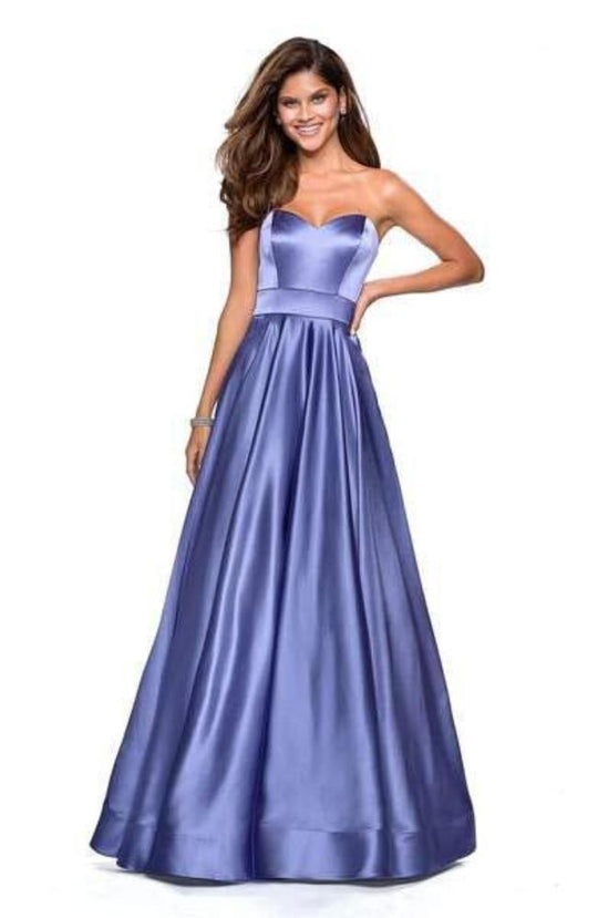 La Femme - 27506 Strapless Sweetheart Metallic Empire Gown In Purple