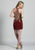 Dave & Johnny - 2973W Gold Lace Appliqued Halter Fitted Cocktail Dress In Red