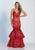 Dave & Johnny - A4977 Embellished Tiered Mermaid Gown in Red