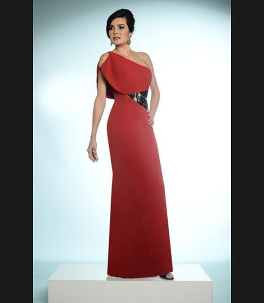 Daymor Couture - One-Shoulder Sheath Dress 807 in Red