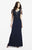Daymor Couture - Beaded V Neck Short Sleeves A-Line Gown 151 - Blue