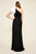 Tadashi Shoji - Rosette Ruffled Long Draped Gown In Black and White