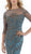 Morrell Maxie - 16058 Metallic Beadwork Fitted Mermaid Gown in Blue and Gray