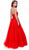 Lace Embroidered Bodice Halter Long Gown