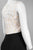 Decode 1.8 - Lacy Two-Toned Draped Slit Gown 182909 in Black and White