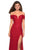La Femme - 26998 Off-Shoulder Mermaid Gown with Slit In Red
