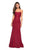 La Femme - 26999 Ruched Paneled Jersey Trumpet Gown In Red