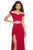 La Femme - 27496 Two Piece Off shoulder Gown with Slit In Red