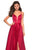 La Femme - 26994 Sexy Strappy Back Satin A-Line Evening Gown In Red