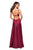 La Femme - 26977 Fitted Scoop Pleated Gown with Slit In Red