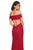 La Femme - 26998 Off-Shoulder Mermaid Gown with Slit In Red