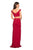 La Femme - 27496 Two Piece Off shoulder Gown with Slit In Red
