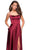 La Femme - 26977 Fitted Scoop Pleated Gown with Slit In Red