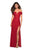 La Femme - 26998 Off-Shoulder Mermaid Gown with Slit In Red