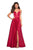 La Femme - 26994 Sexy Strappy Back Satin A-Line Evening Gown In Red