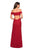 La Femme - 26998 Off-Shoulder Mermaid Gown with Slit In Red