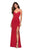 La Femme - V-Neck Strappy Open Back Evening Dress 27516 In Red