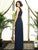 Dessy Collection - 2897 Draped V-neck Lux Chiffon A-line Dress In Blue