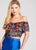 Ellie Wilde - EW118025 Festive Embroidered Off Shoulder Two-Piece Gown In Blue and Multi-Color
