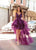 Ellie Wilde - EW118035 Plunging V-Neck Appliqued High Low Gown In Purple