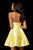 Sherri Hill - 52379 V Neck Spaghetti Straps A-Line Satin Short Dress In Yellow