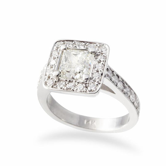 Princess Diamond Halo Engagement Ring