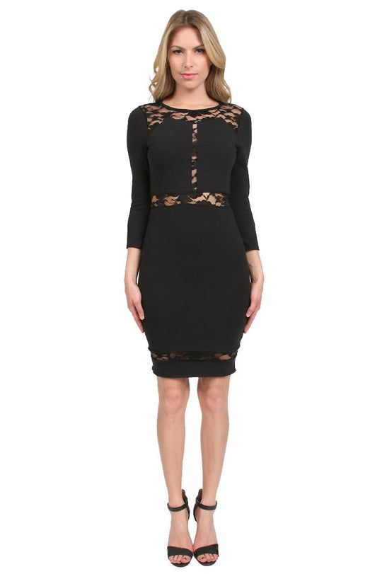 Donna Mizani - Paneled Lace in Caviar in Black