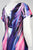 Donna Ricco - DR22137JP Paint Stroke Sheath Dress in Purple and Multi-Color