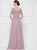 Rina Di Montella - RD2648 Applique V-neck Chiffon A-line Dress in Pink