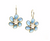 London Blue Topaz and Rainbow Moonstone Flower Earrings in 18k Yellow Gold