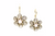 London Blue Topaz and Rainbow Moonstone Flower Earrings in 18k Yellow Gold