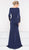 Marsoni by Colors - M242 Embellished Long Sleeve V-neck Trumpet Dress in Blue