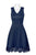 Donna Ricco - DR30919 Sleeveless V Neck Crochet Hem Scuba Dress in Blue