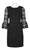 Donna Ricco - DR50269 Flounce Sleeve Jewel Neck Crochet Dress In Black