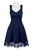 Donna Ricco - DR50624 Sleeveless V Neck Woven lace Hem A-line Dress In Blue
