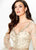 Montage by Mon Cheri - 219986W Embroidered Bell Sleeve Sheath Dress In Nude