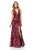 Lenovia - 5186 Sequined Pattern Plunging Halter Evening Gown In Black and Red