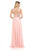 Lenovia - 8121 Crystal Beaded Illusion Bateau Chiffon A-line Dress In Pink