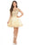 Lenovia - 8124 Gold Lace Appliqued Off Shoulder A-Line Dress In Neutral