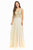 Lenovia - 8123 Cap Sleeve Applique Embroidered Chiffon Long Gown In Neutral