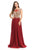 Lenovia - 8123 Cap Sleeve Applique Embroidered Chiffon Long Gown In Red