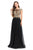 Lenovia - 8123 Cap Sleeve Applique Embroidered Chiffon Long Gown In Black
