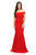 Lenovia - 5194 Off Shoulder Mermaid Long Formal Dress with Train In Red