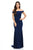 Lenovia - 5194 Off Shoulder Mermaid Long Formal Dress with Train In Blue