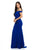 Lenovia - 5194 Off Shoulder Mermaid Long Formal Dress with Train In Blue