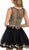 Lenovia - 8101 Gold Embroidered Applique Illusion Neckline Cocktail Dress