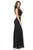 Lenovia - 5131 Floral Lace Cap Sleeves Evening Dress In Black