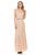 Lenovia - 5131 Floral Lace Cap Sleeves Evening Dress In Gold