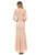 Lenovia - 5131 Floral Lace Cap Sleeves Evening Dress In Gold